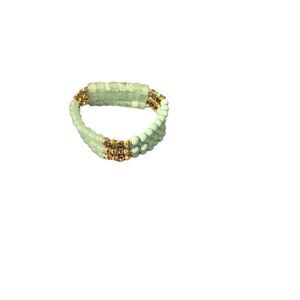 Beautiful multicolor beaded bracelet with Iridescent satchel